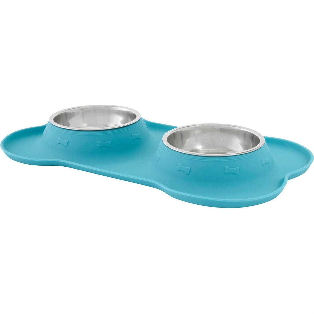 Double Stainless Steel Pet Bowl with Silicone Mat B533