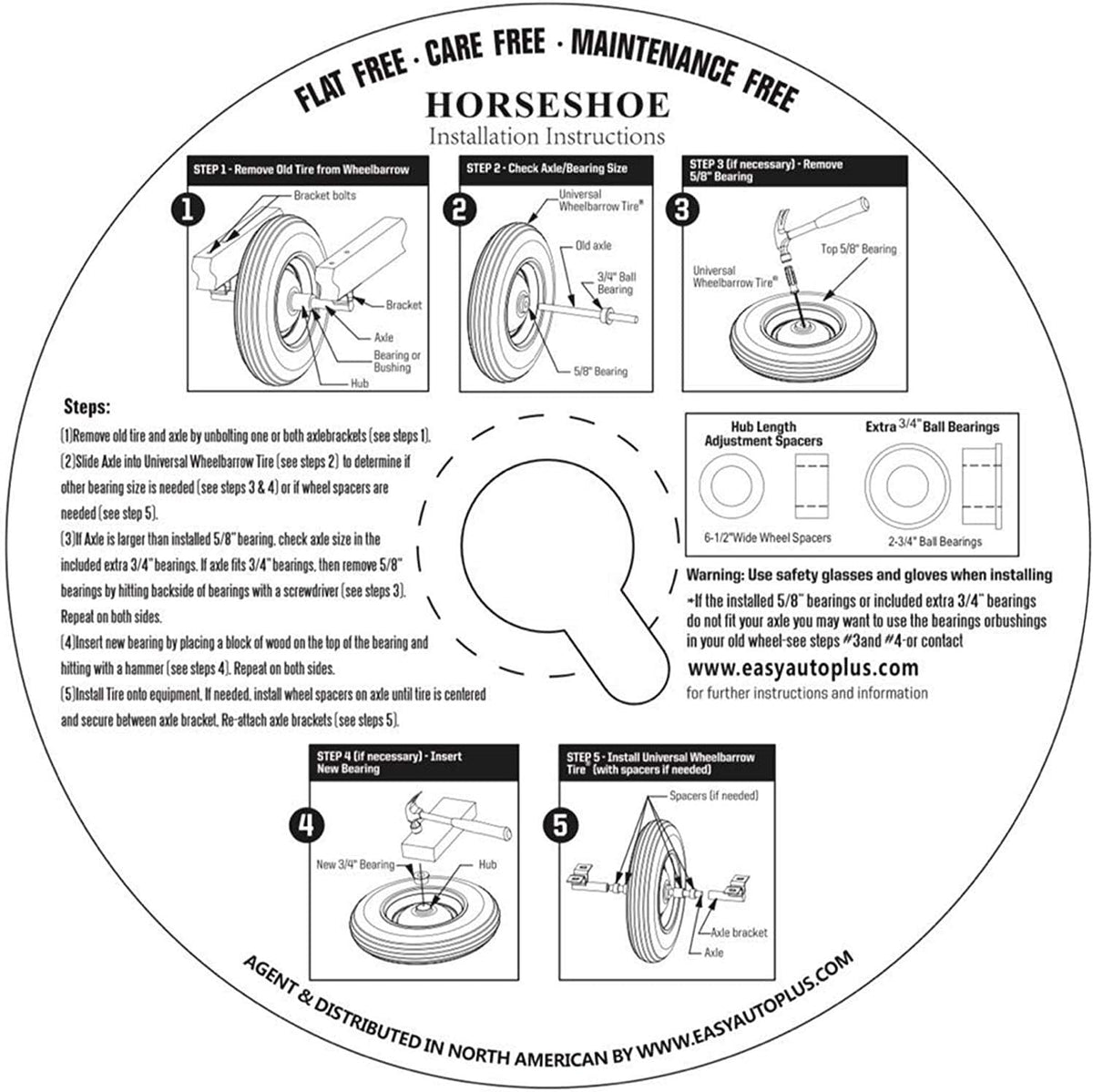 4.80/4.00-8 Solid Flat-Free Wheelbarrow Tire On Wheel L1558