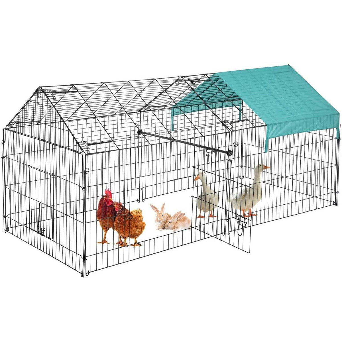 Large Metal Chicken Coop with Door & Cover N767823