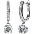 18k White Gold Plated Silver Crystal Drop Dangle Earrings P412