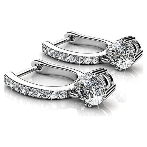 18k White Gold Plated Silver Crystal Drop Dangle Earrings P412