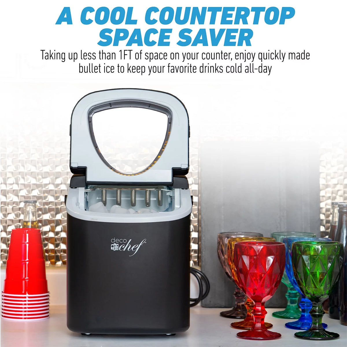 Compact Countertop Ice Maker, 26LBs in 24HRs, Black W1174