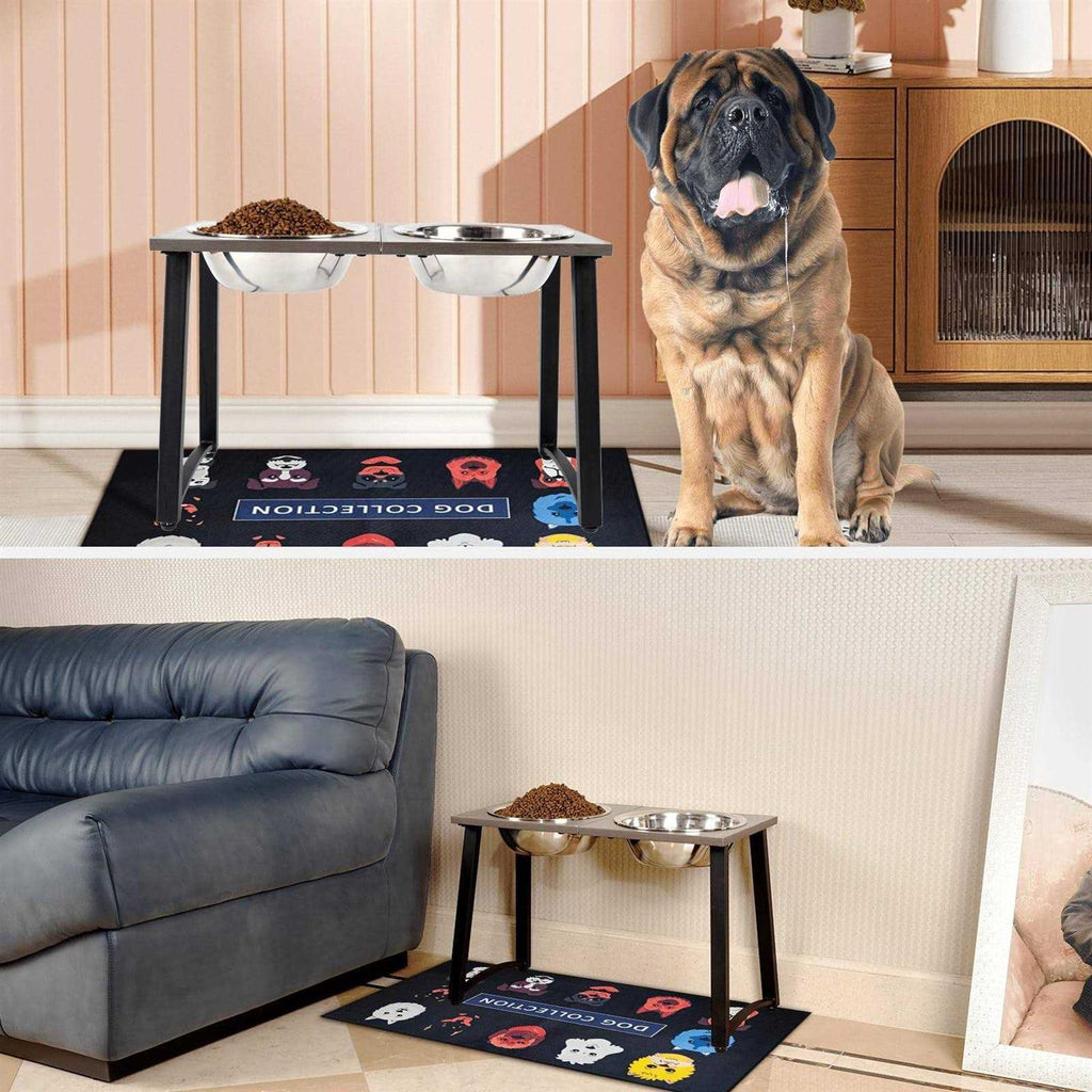 Elevated Dog Bowls with 2 Stainless Steel Bowls and Slow Feeder N526717