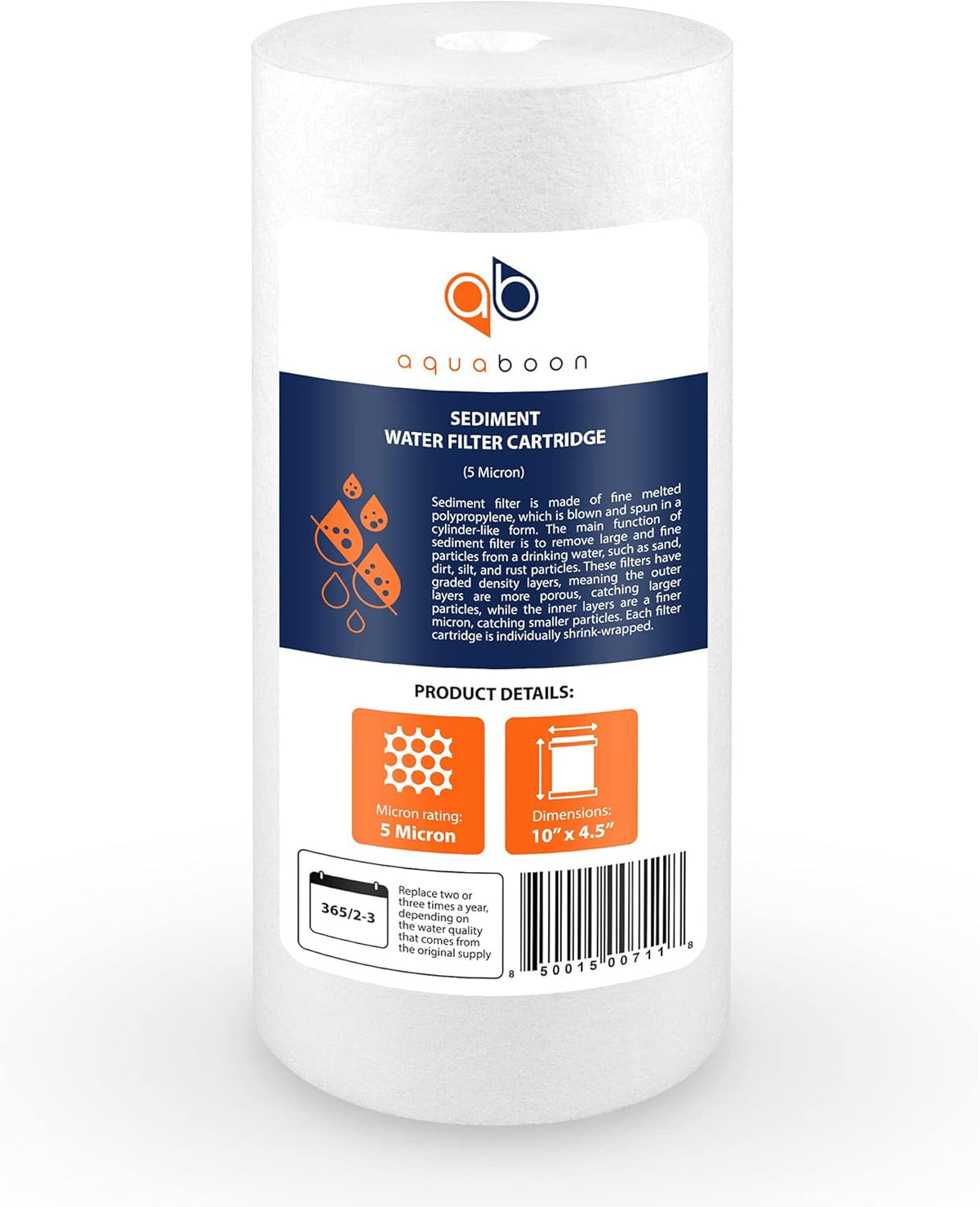 5 Micron 10 Sediment Water Filter Replacement Cartridge Pack of 2 U8083