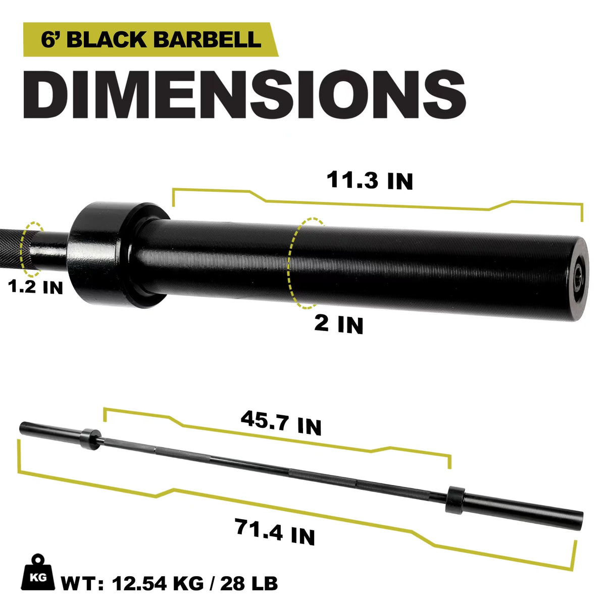 2-Inch Olympic Barbell Weight Bar 7ft 700-Pound Capacity O5241