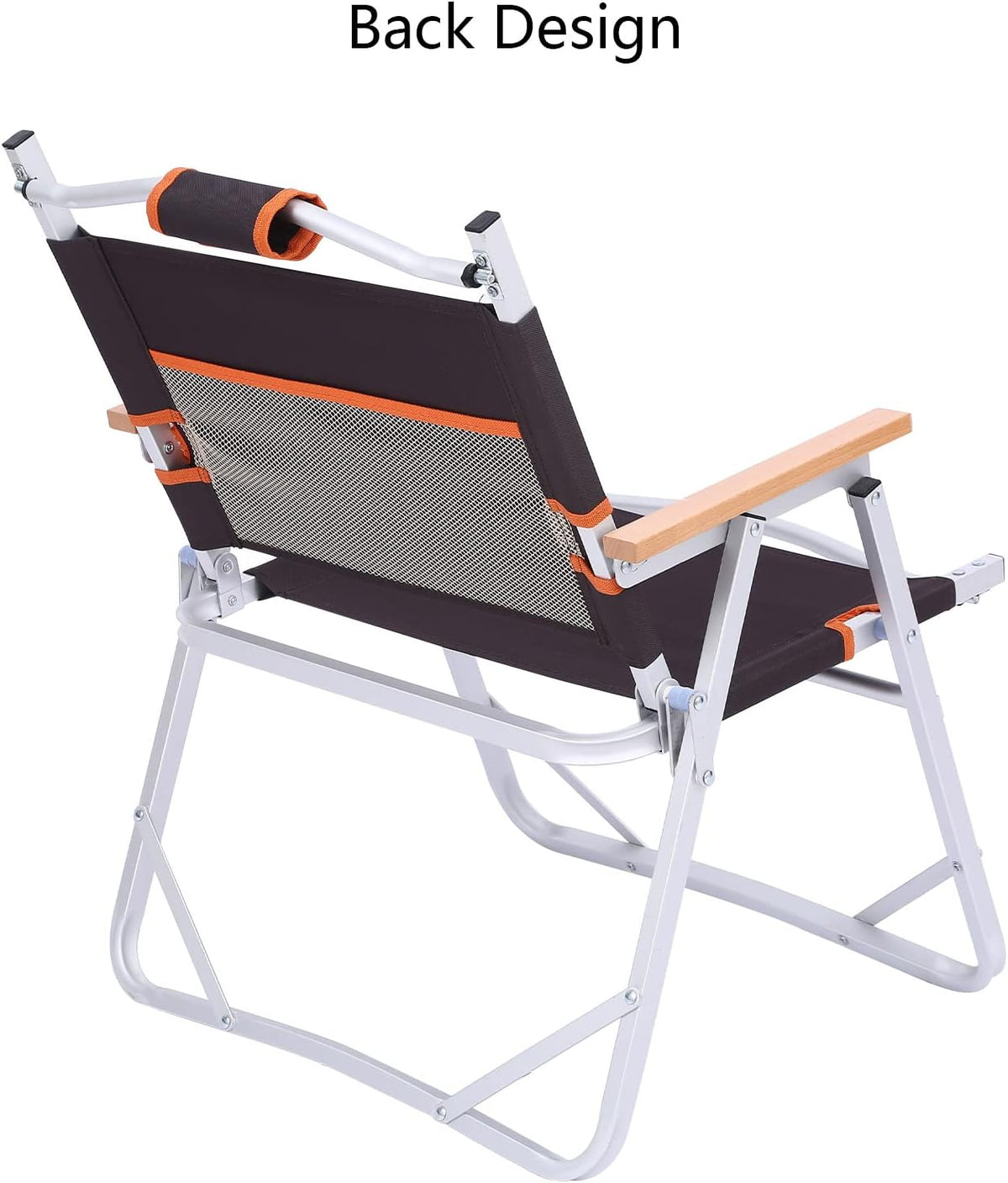 Camping Beach Chair, Heavy Duty Triangular Frame, Easy Folding with Portable Bag and Back Pocket, Dark Brown D716