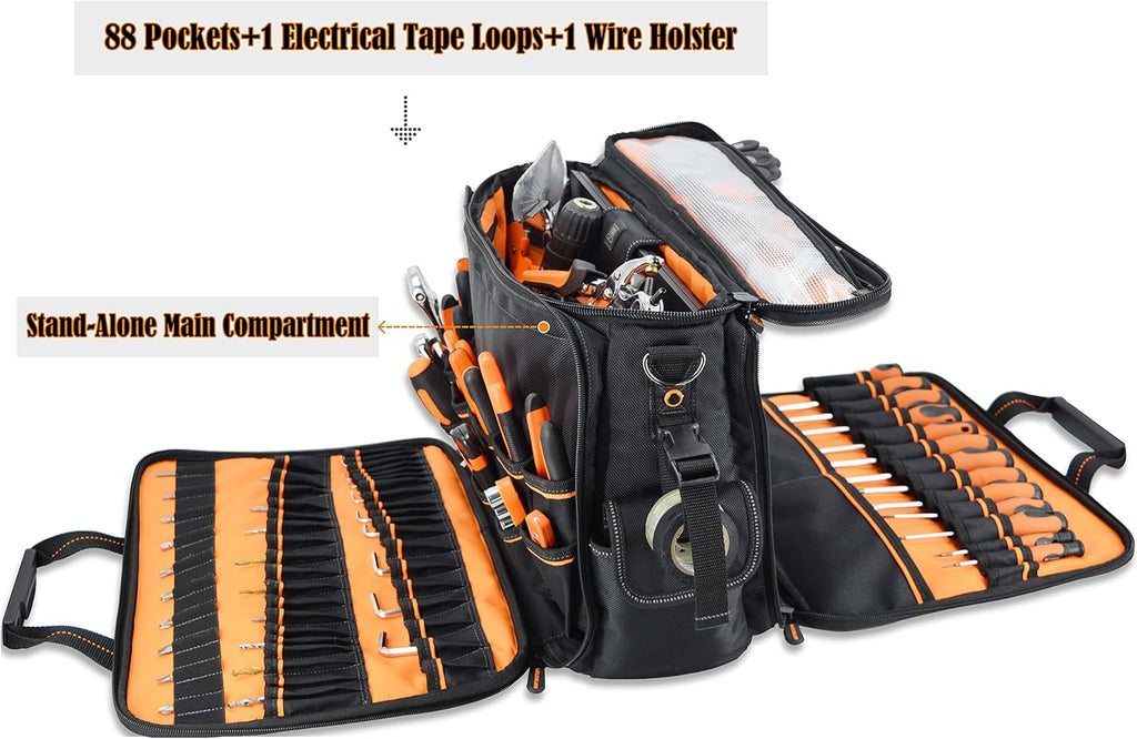 Electrician Tool Bag with 88 Pockets K84387