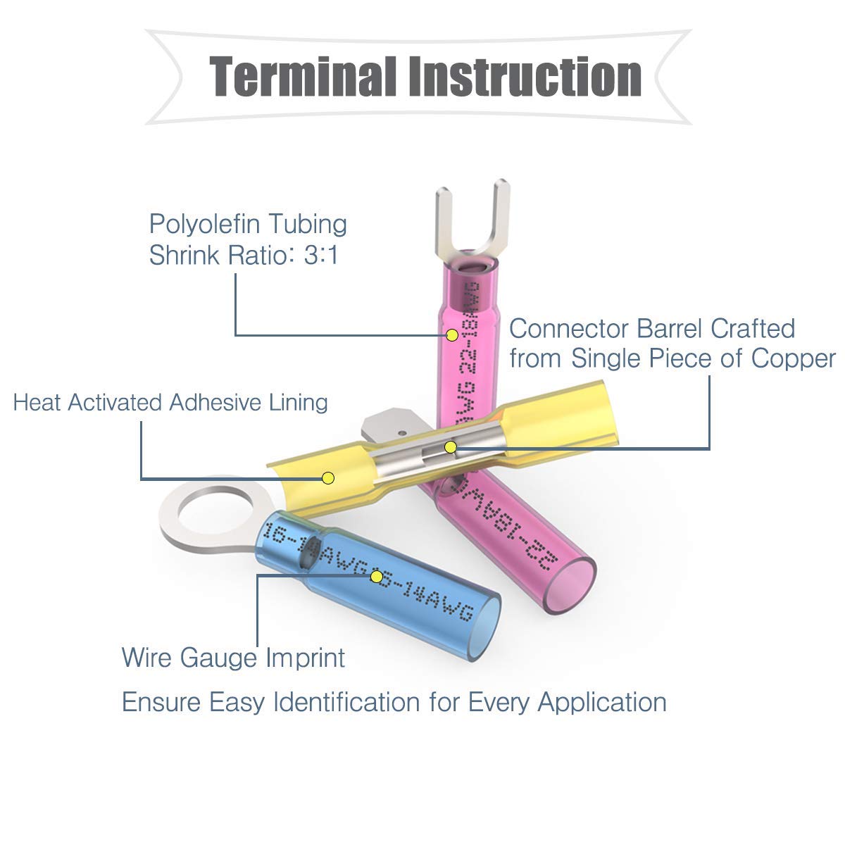 810PCS Insulated Heat Shrink Wire Connectors P1281