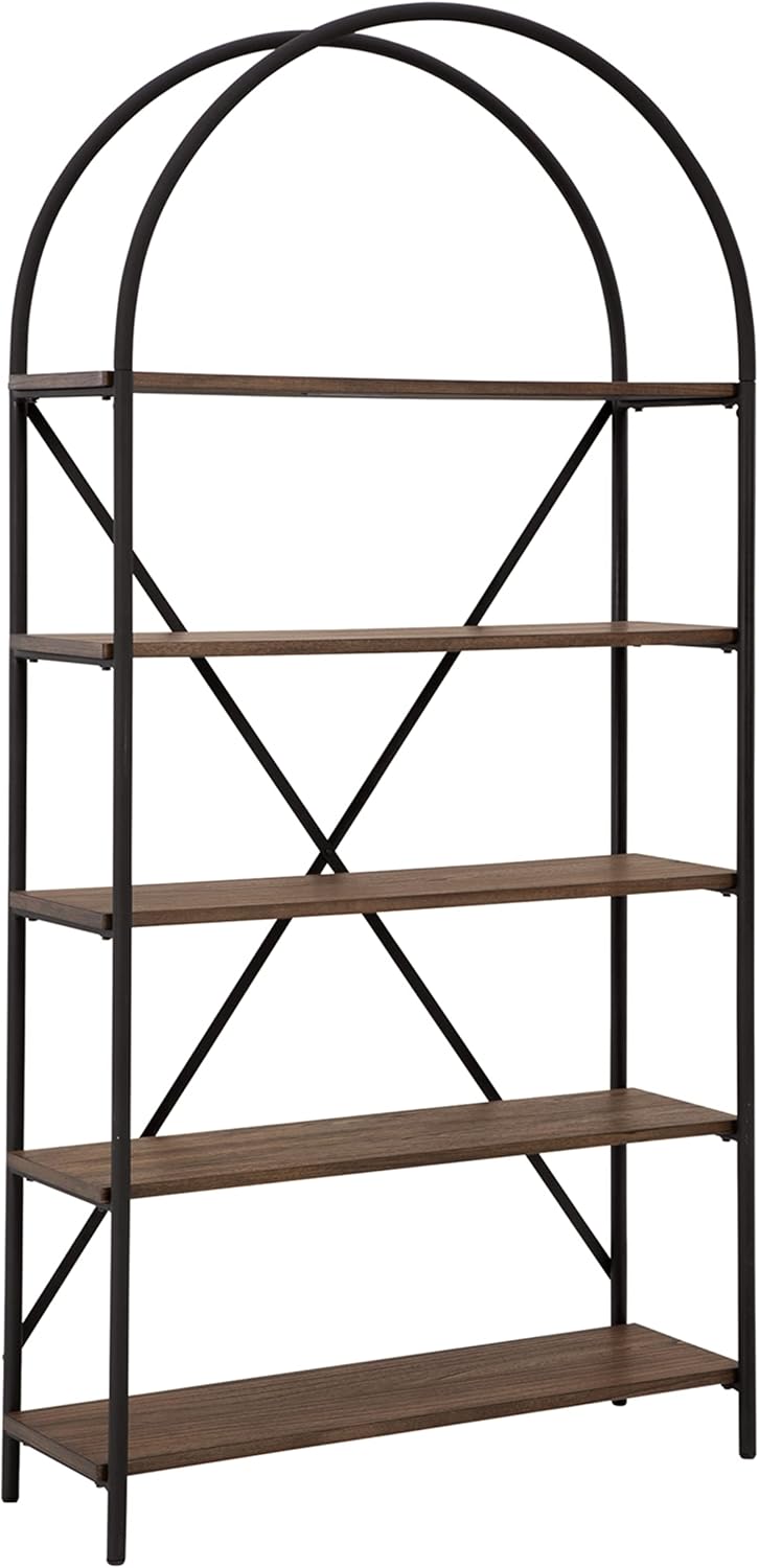 Brown and Black 5 Shelf Bookcase D320736