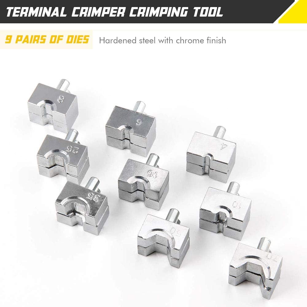 10 Ton Hydraulic Hand Crimper Tool Set with 9 Pairs of Dies C164400