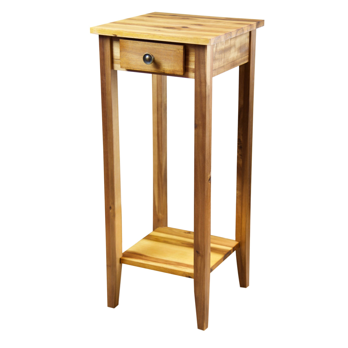 2-Tier Acacia Wood Plant Table with Drawer Y24181