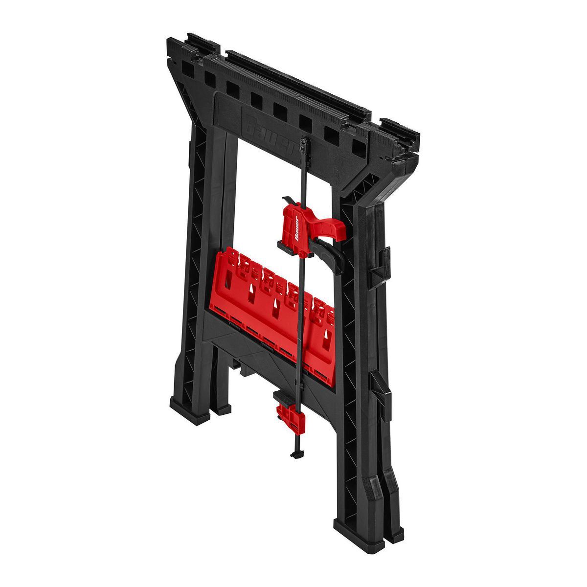 Polypropylene Folding Sawhorse with Bar Clamp, 500 lb. Capacity Y5061