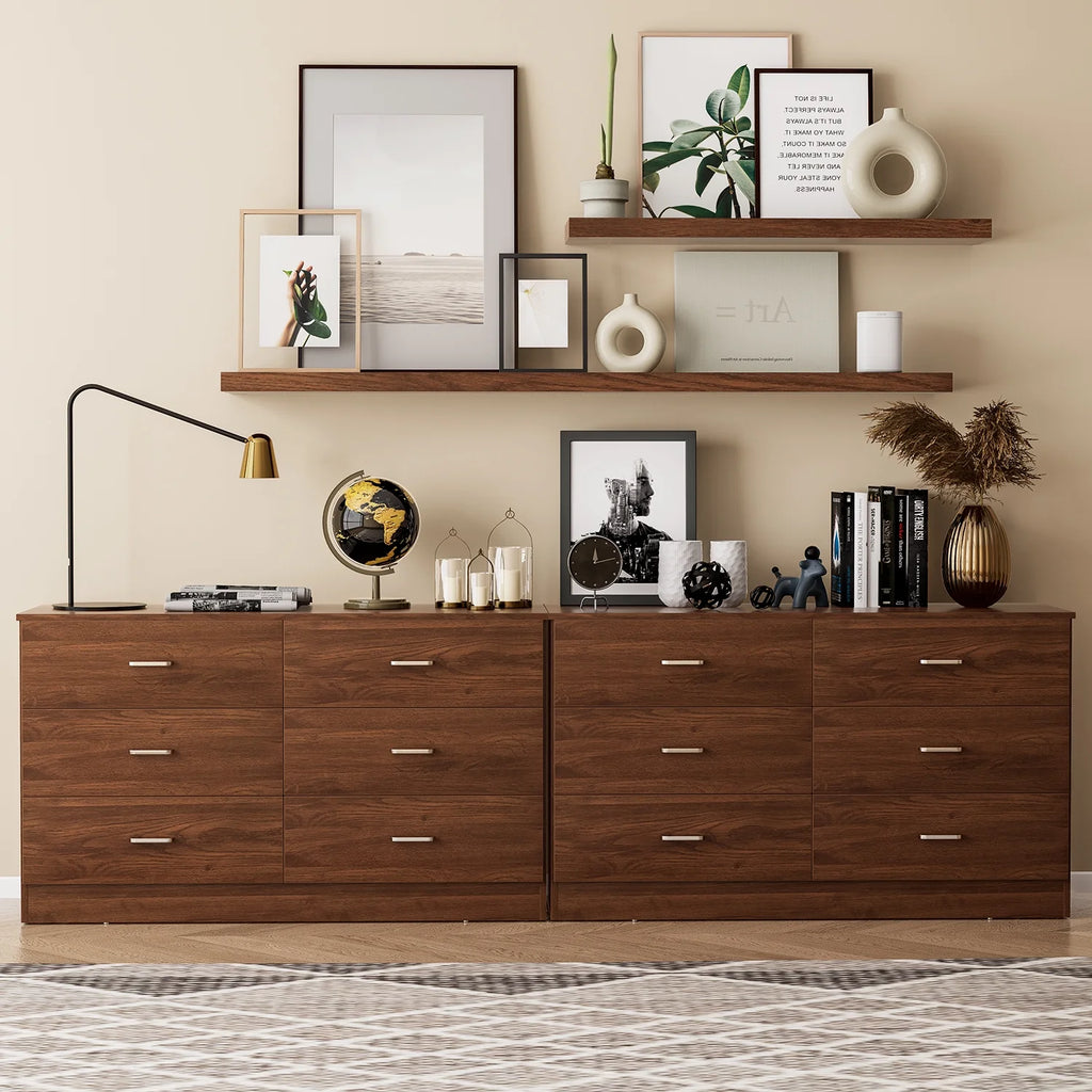 White 6 Drawer Wood Double Dresser N645