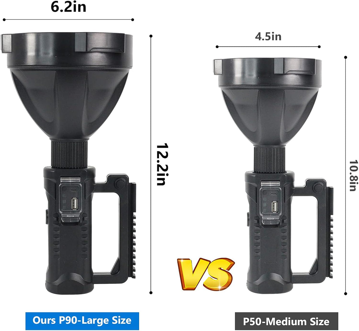 Rechargeable LED Spotlight Flashlight 90000 High Lumens IPX5 Waterproof with Tripod U877395