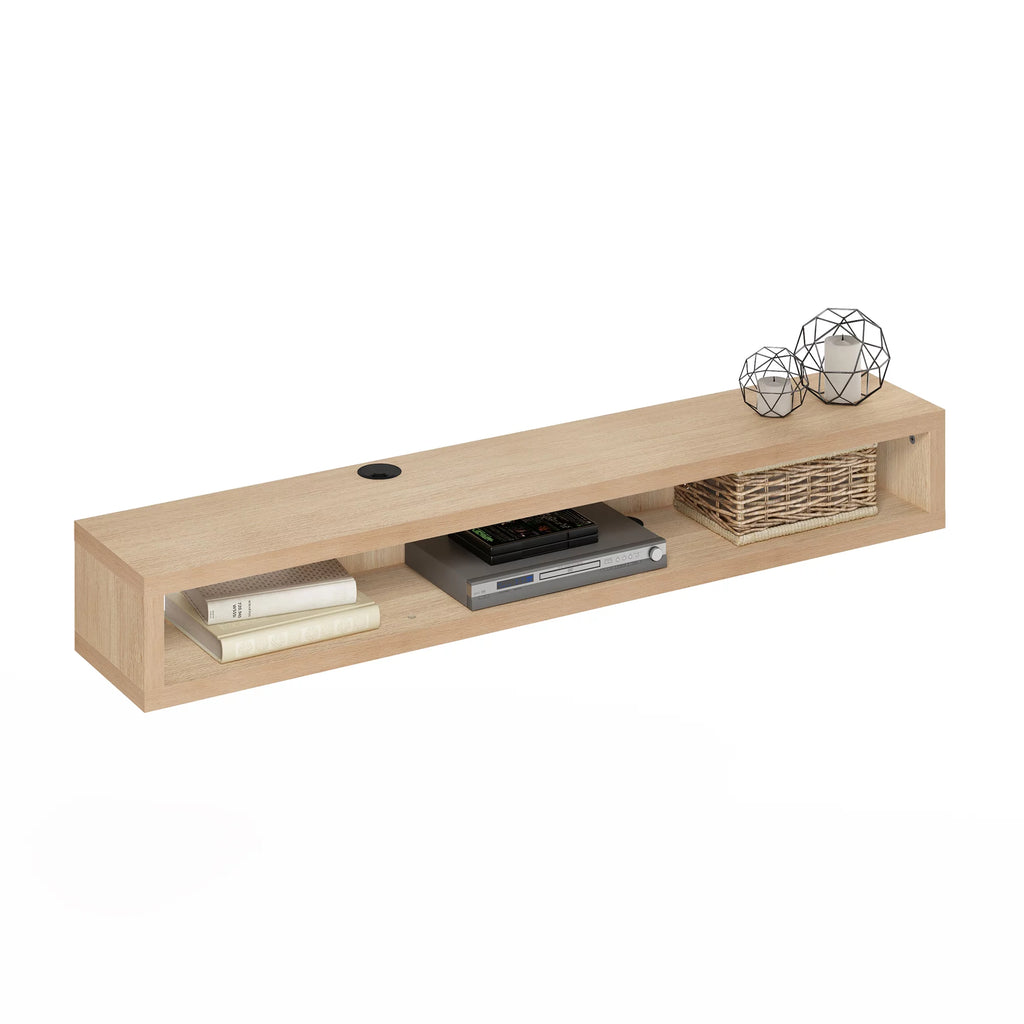 Wall Mounted Floating Media Console, 72 inch, Marcy Oak Q220