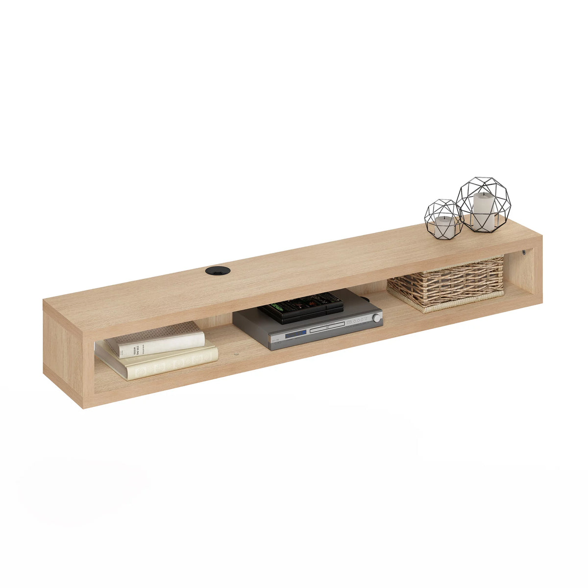 Wall Mounted Floating Media Console, 72 inch, Marcy Oak Q220