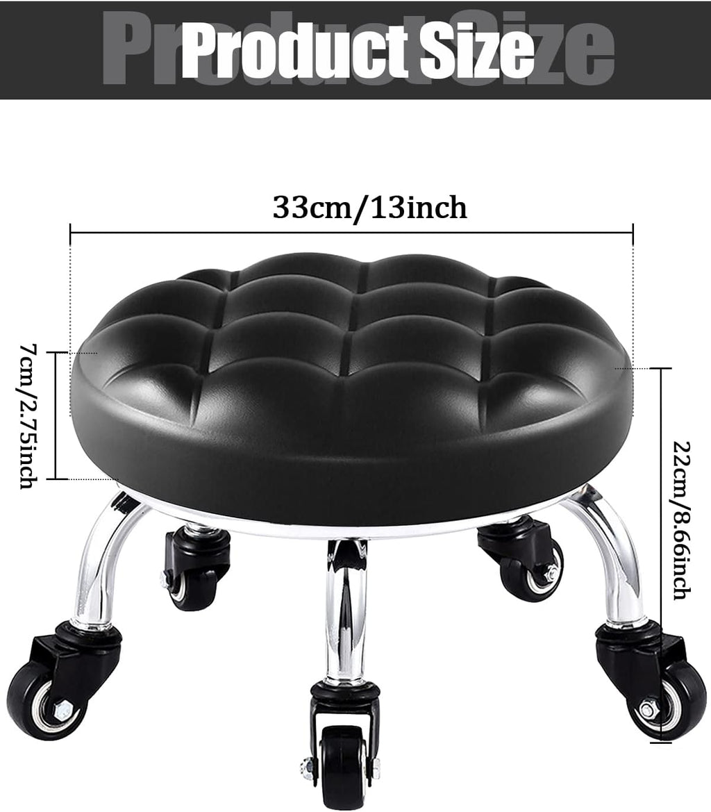Low Rolling Stool with Wheels Mesh Black A9186