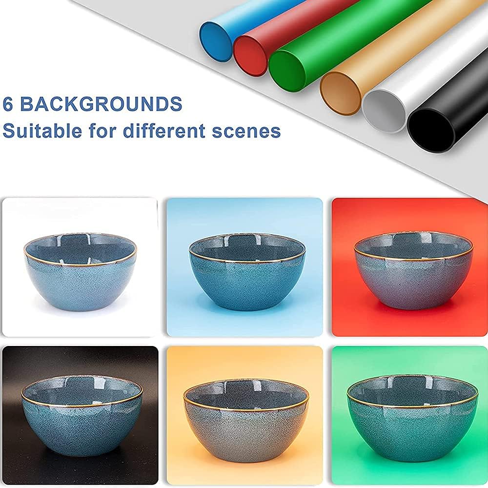 Portable Foldable 24 x 24 Inch Photo Studio Light Box Kit with LED Lights and 6 Color Backdrops O7535