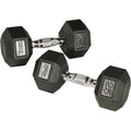 50 lbs Rubber Hex Dumbbell with Chrome Ergo Handle Q53749