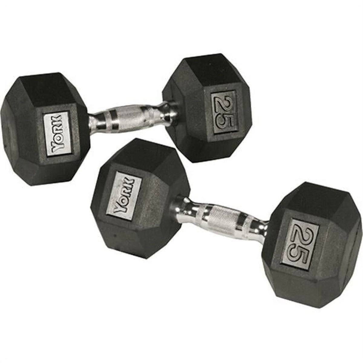 50 lbs Rubber Hex Dumbbell with Chrome Ergo Handle Q53749