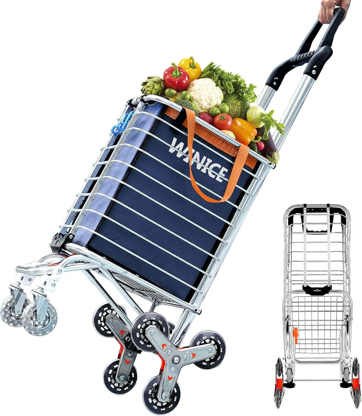Foldable Heavy Duty Grocery Cart with Tri-Wheels O691