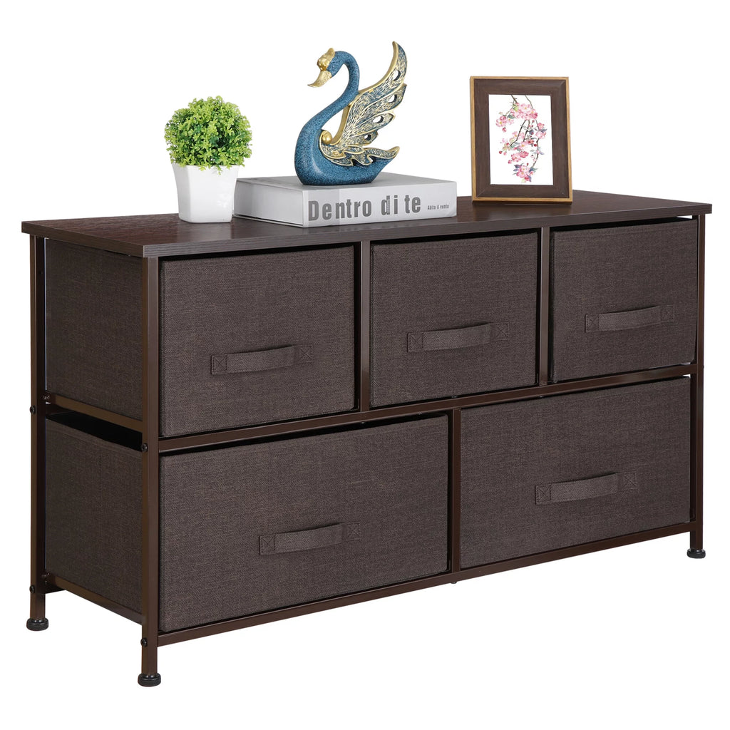 Brown 5 Drawer Fabric Dresser N930