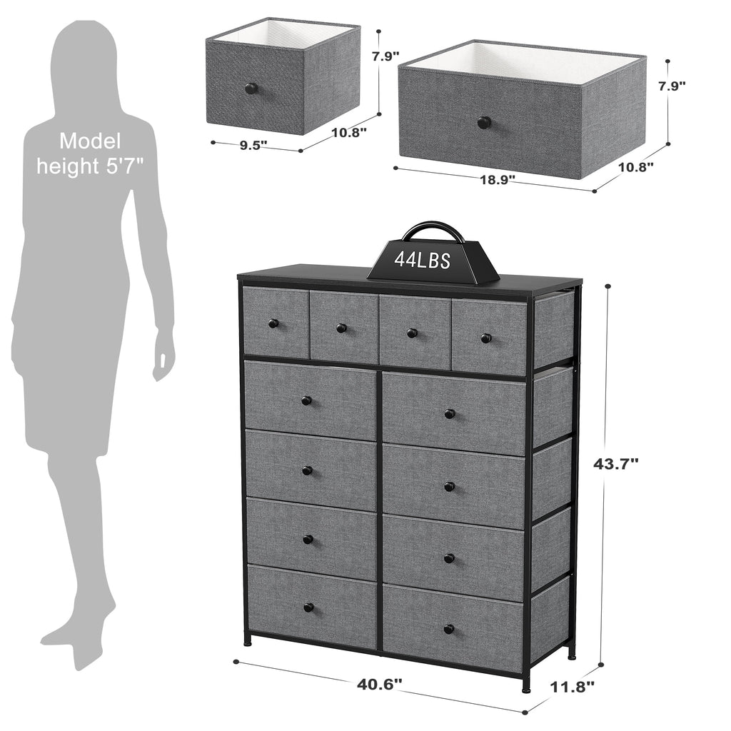 9 Drawer Fabric Dresser with Shelves I467