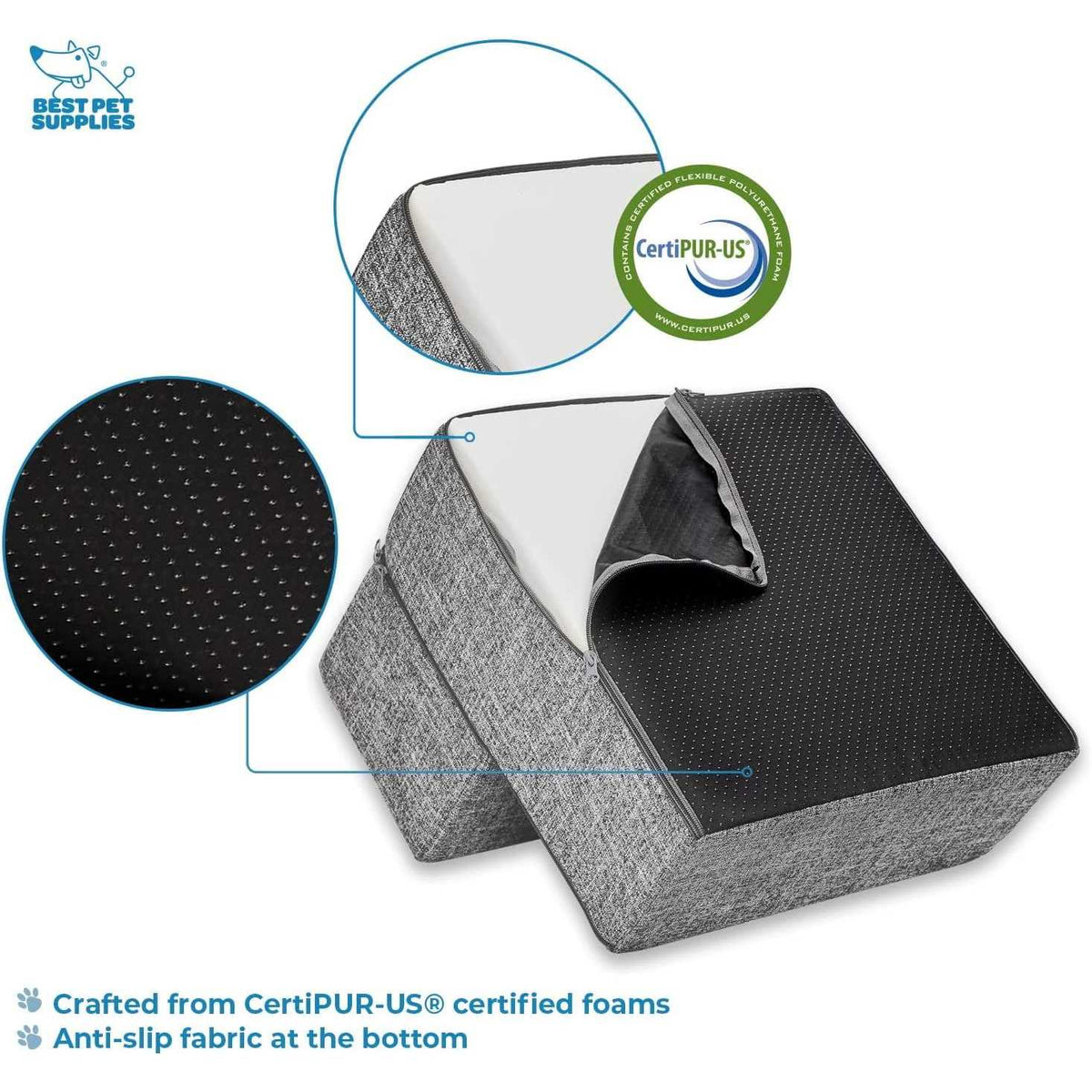Foldable Pet Steps/Stairs with CertiPUR-US Certified Foam Q44650