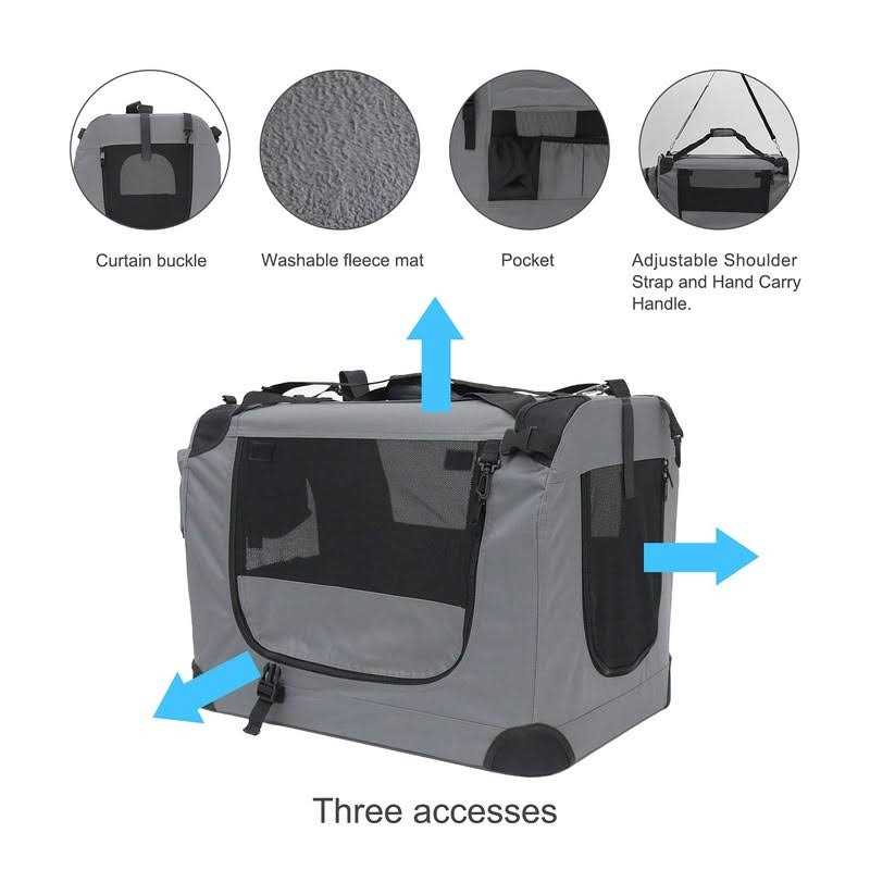 Large Soft-Sided Portable Pet Crate with Litter Box and Bowl U1535