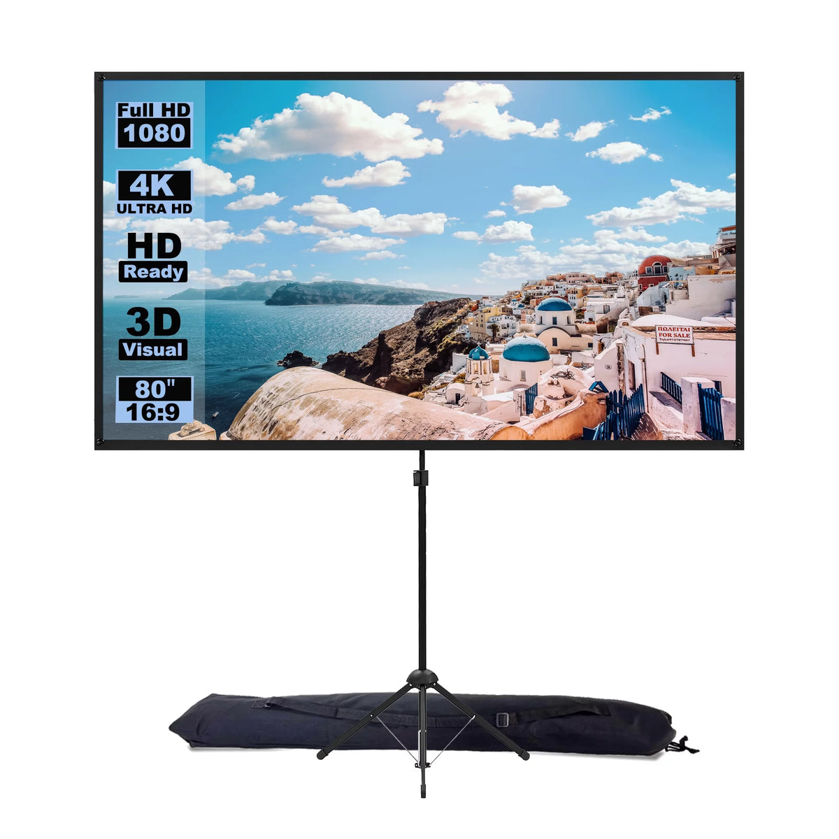 Portable Projector Screen with Stand, 80 Inch 16:9 Tripod Projection Screen P793983