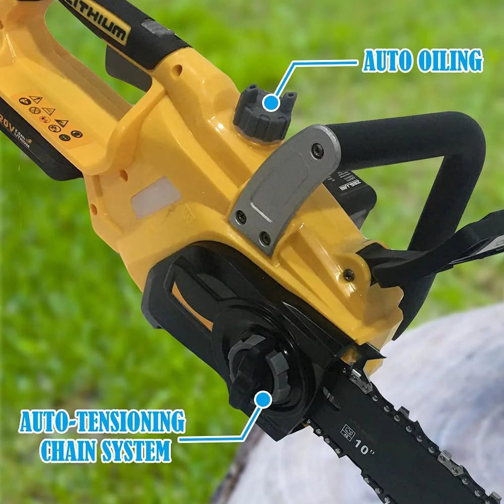 Cordless Chainsaw, 10-inch Brushless Chain Saw with 20V Rechargeable Batteries and Charger F847997