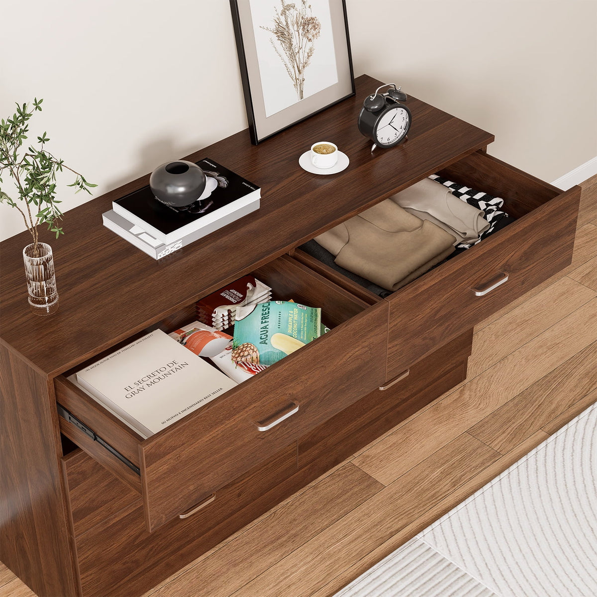 White 6 Drawer Wood Double Dresser N645