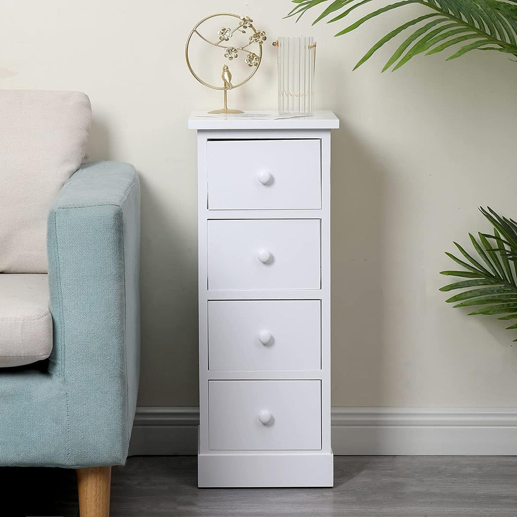 White 4 Drawer Wooden Bathroom Storage Cabinet Q438
