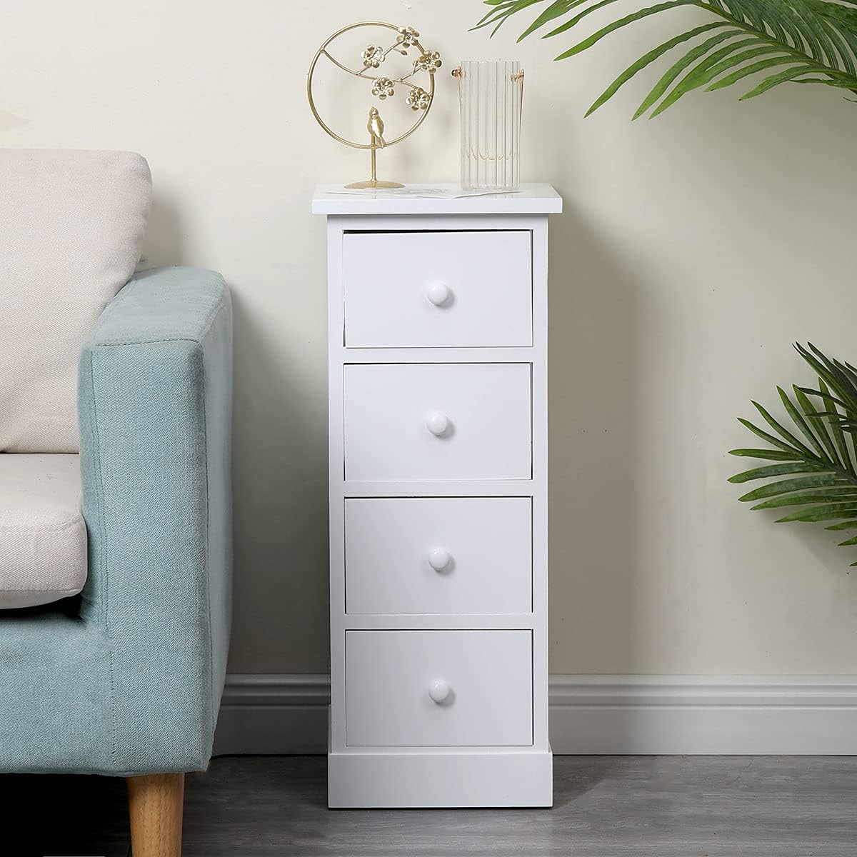 White 4 Drawer Wooden Bathroom Storage Cabinet Q438