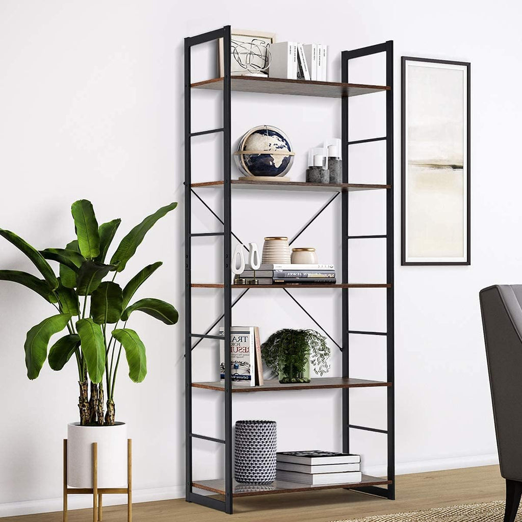 5 Tier Wood and Metal Bookshelf S4027