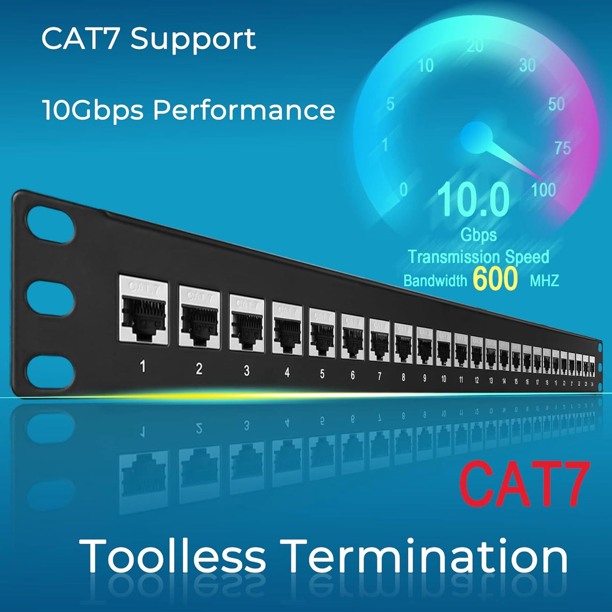 24 Port Cat7 Shielded 1U Network Patch Panel M7732