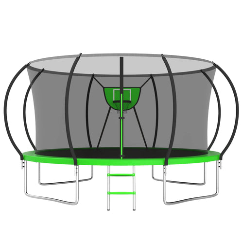 12FT Heavy Duty Trampoline with Enclosure and Basketball Hoop U887105