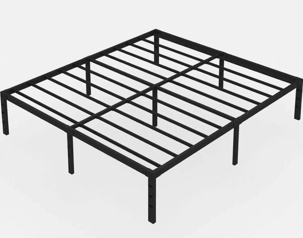 18 inches Full Size Black Metal Platform Bed Frame with Storage Y666
