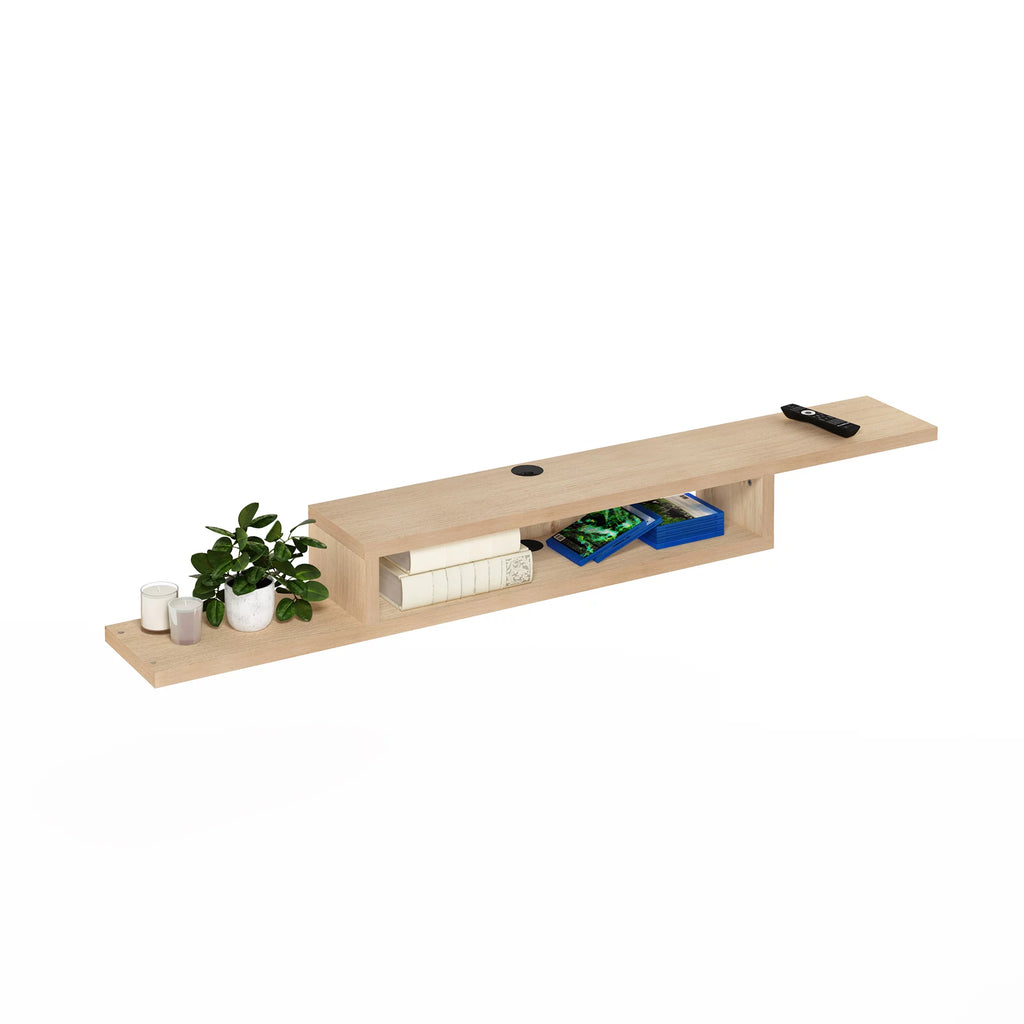 Wall Mounted Floating Media Console, 72 inch, Marcy Oak Q220