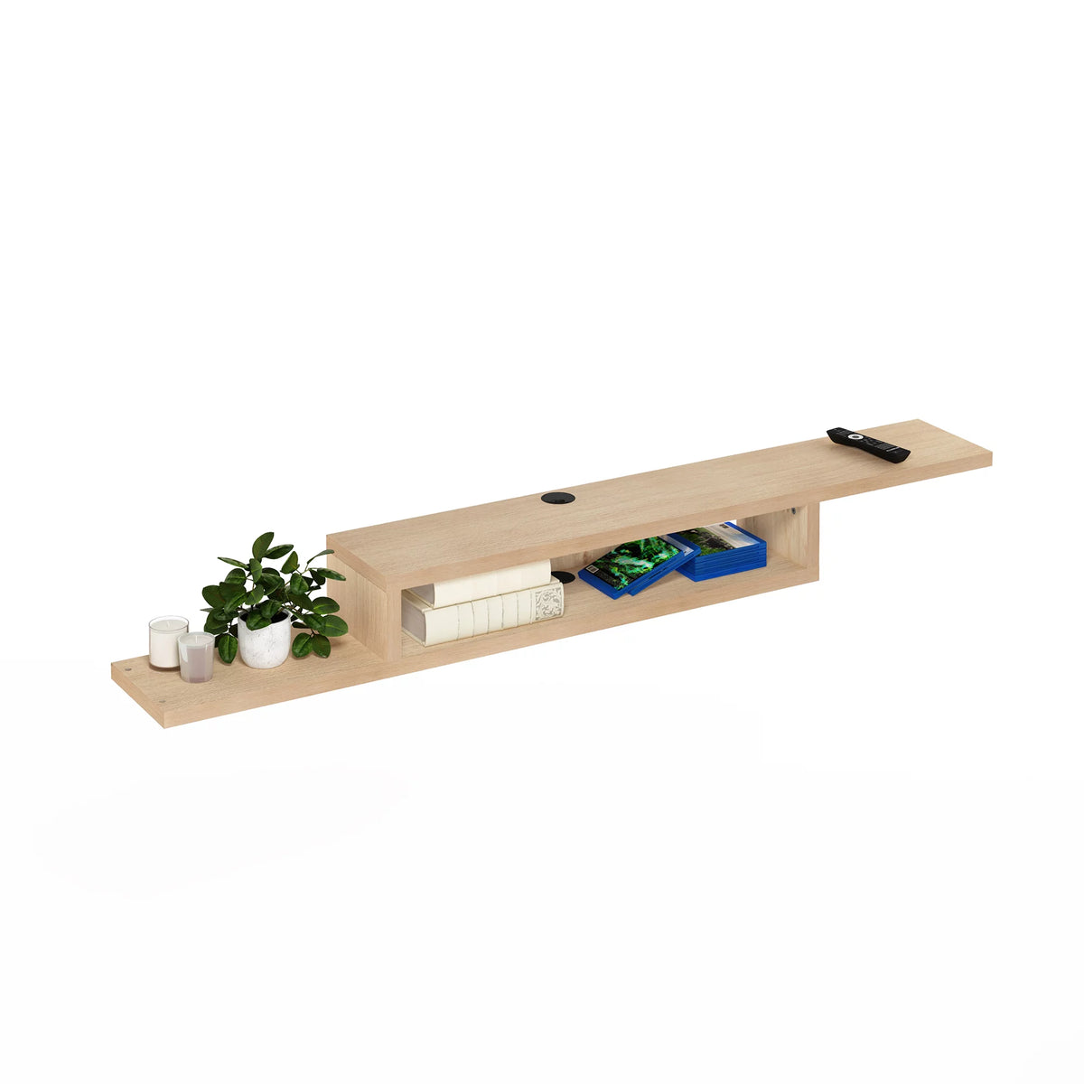 Wall Mounted Floating Media Console, 72 inch, Marcy Oak Q220