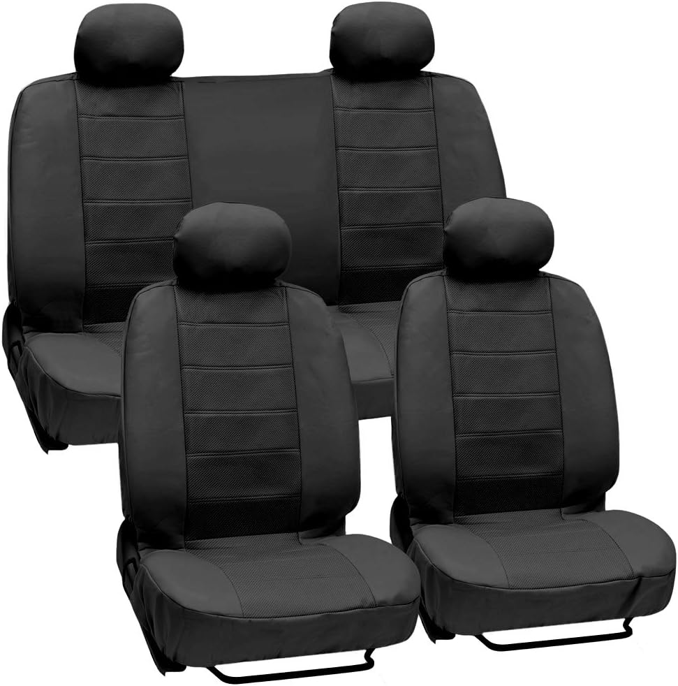 Black Leatherette Car Seat Cover Set D79559