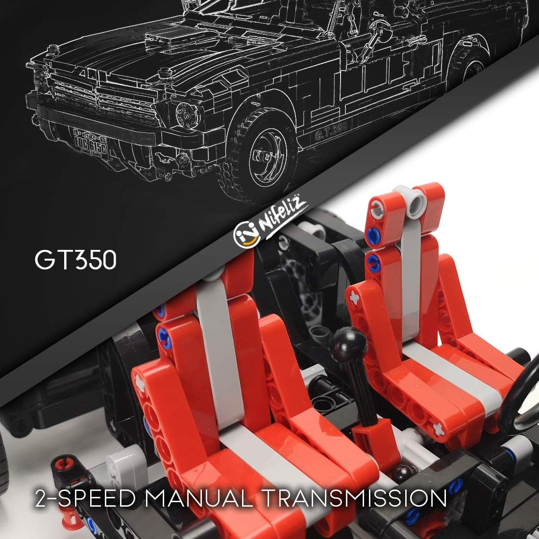 1965s GT350 Race Car Building Set (1,817 Pieces) D2899