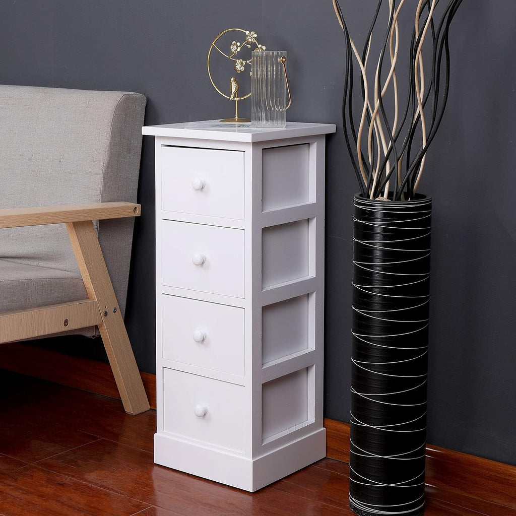 White 4 Drawer Wooden Bathroom Storage Cabinet Q438