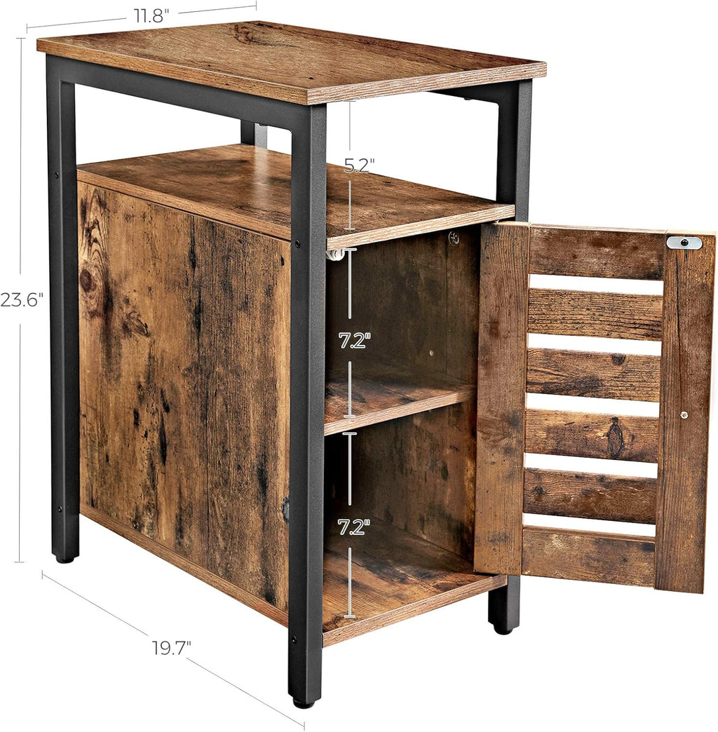 Rustic Brown Side Table with Open Shelf A102