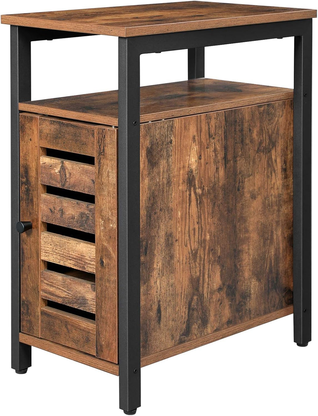 Rustic Brown Side Table with Open Shelf A102