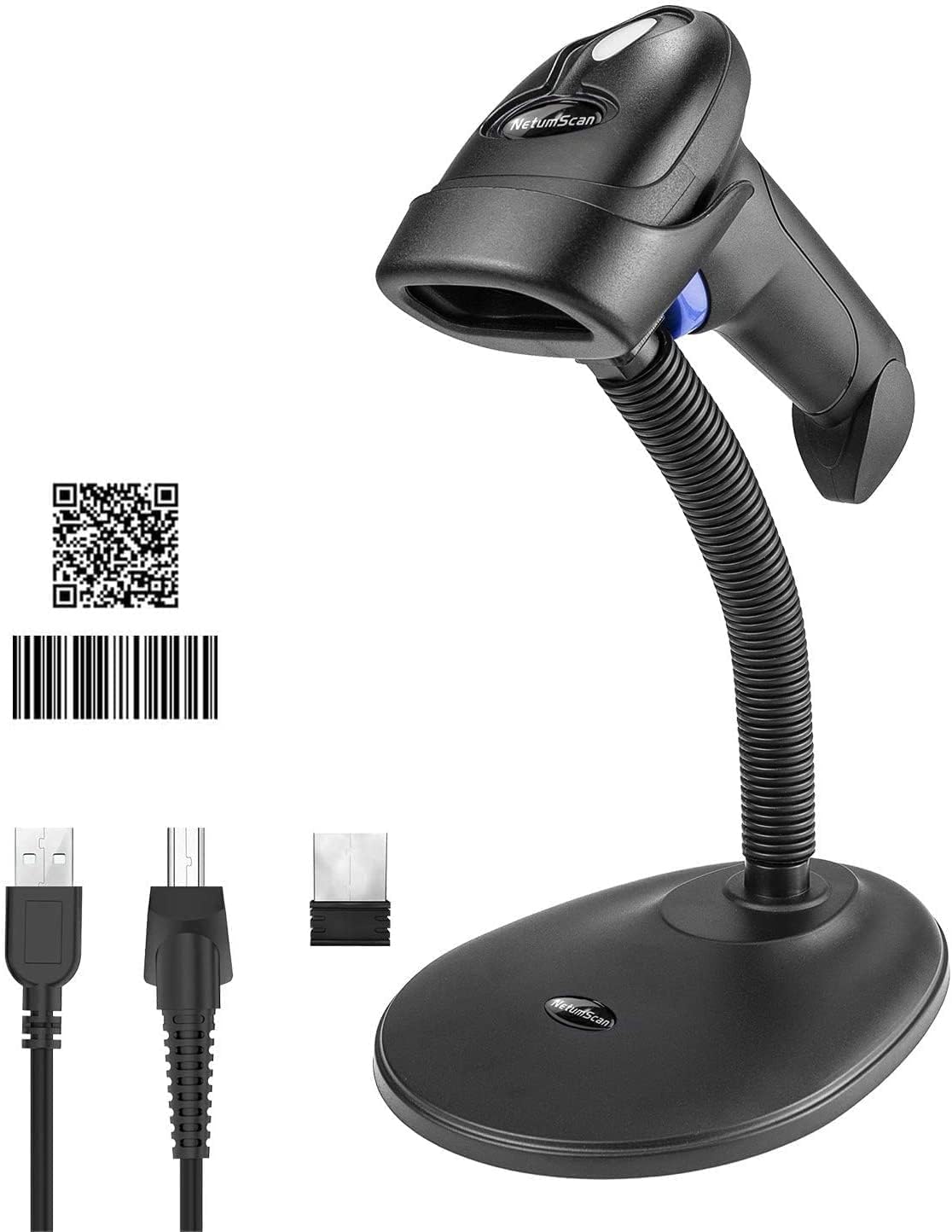 Wireless 1D 2D Barcode Scanner with Stand M1216