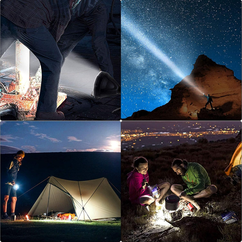 Rechargeable LED Spotlight Flashlight 90000 High Lumens IPX5 Waterproof with Tripod U877395