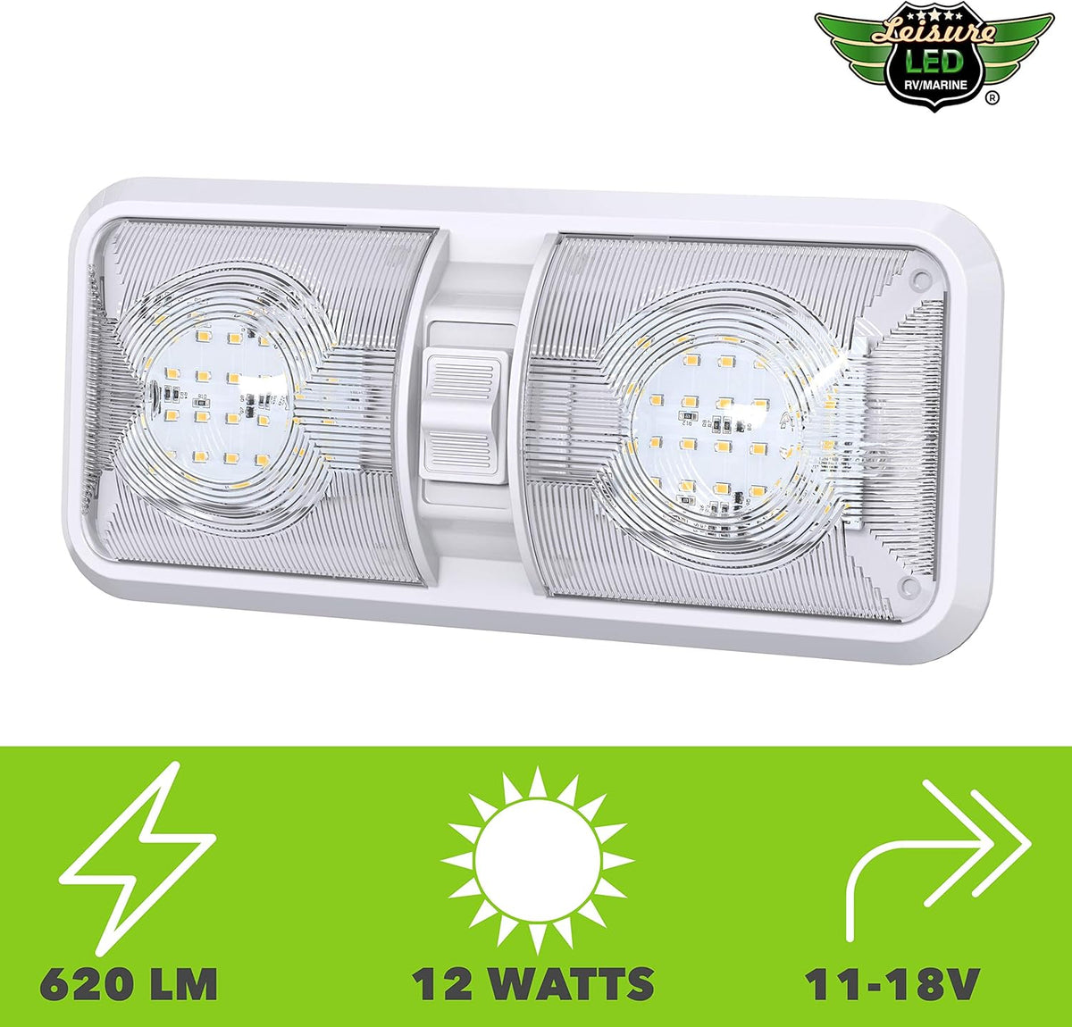 5 Pack LED Ceiling Double Dome Light Fixture with ON/OFF Switch 12V Natural White R8817
