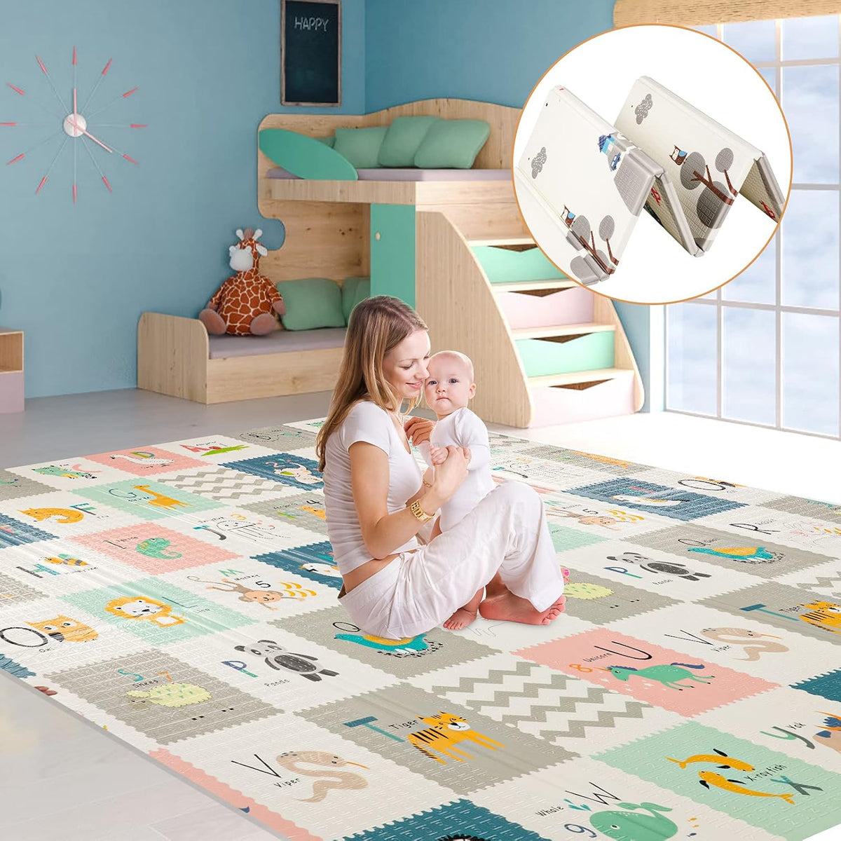 Extra Large Waterproof Foldable Baby Play Mat with Carry Bag R678735