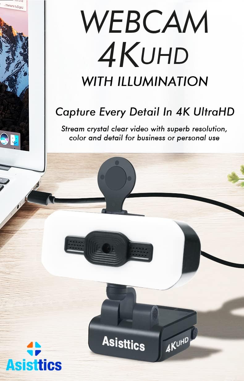 4K Webcam with Microphone and Ring Light L44300